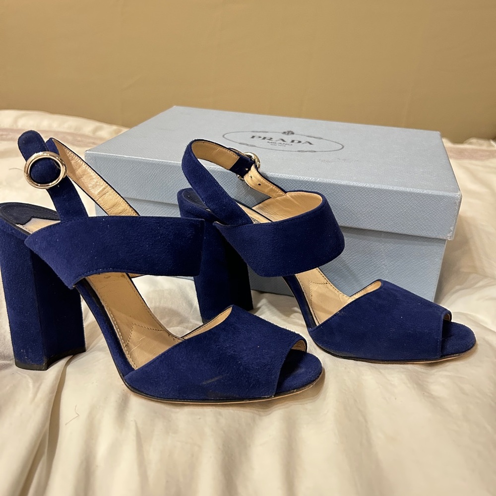 Prada Double Strap Navy Block Heel - image 2